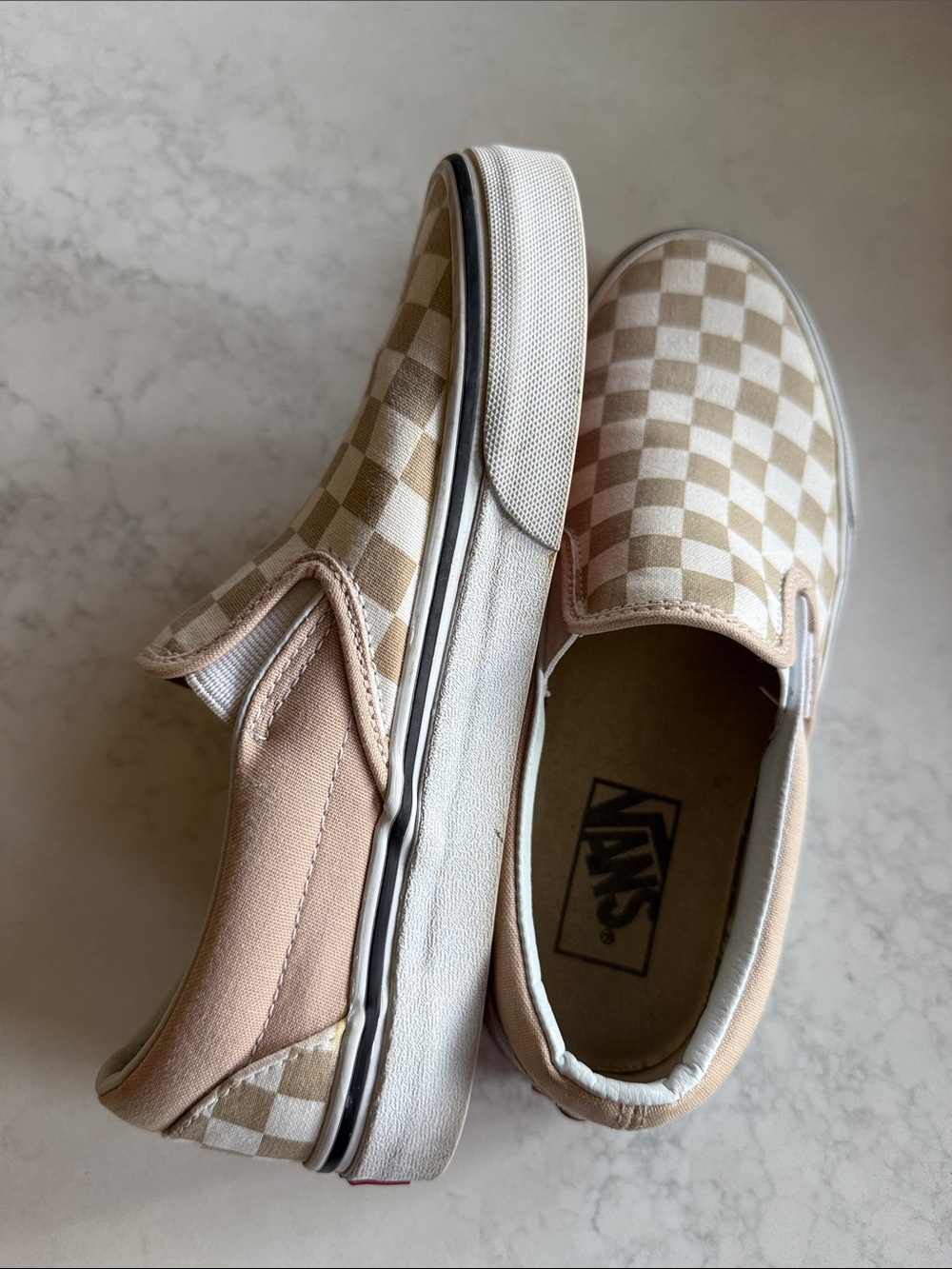 Vans Checkerboard Slip-On Sneakers - Beige & White - Picture 2 of 4